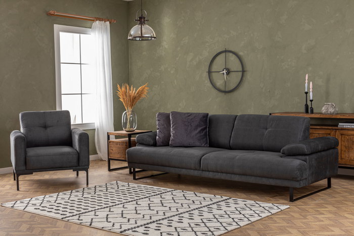 Atelier Del Sofa Mustang Sofá cama de 3 plazas Antracita